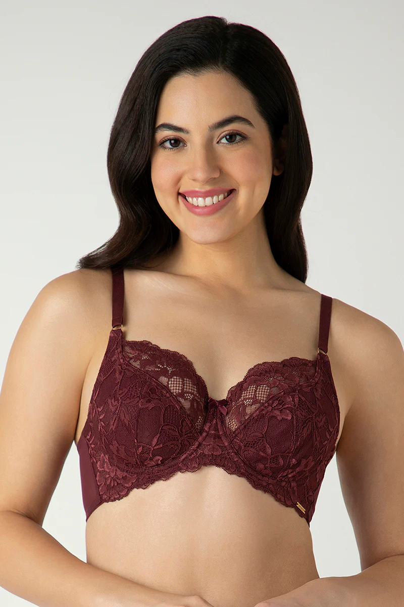 Luxe Support Non-Padded Wired Bra - Windsor Wine - Image 5