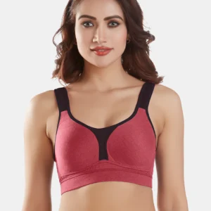 Lightly Padded Wirefree Cotton-Polyester Full-Coverage Sports Bra with Adjustable Straps – Supremo